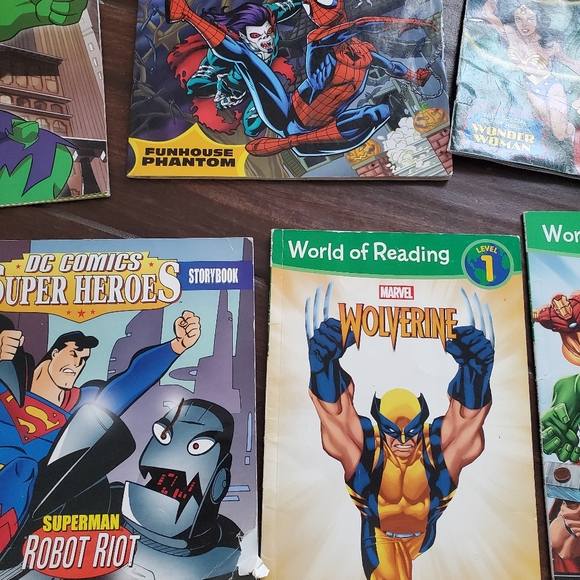 8 superhero books level 1 and 2 reading 2 are a bit more worn - Picture 4 of 5